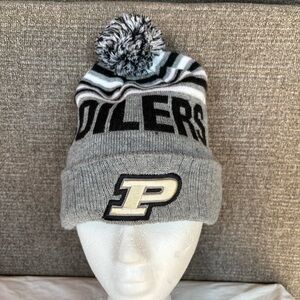 Purdue Boilermakers Winter Knit Beanie One Size Top Of The World Pom Black Gray
